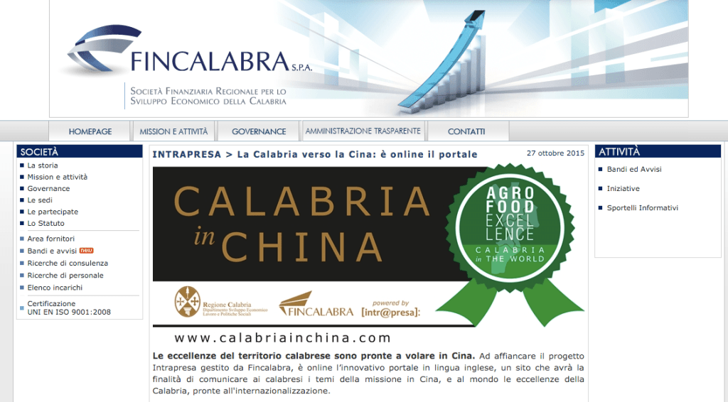 La procedura di cottimo per la missione a Pechino: gli 8 punti di&nbsp;Fincalabra