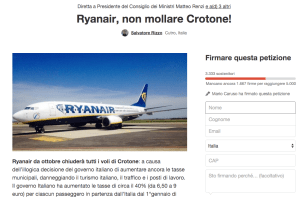 petizione ryanair