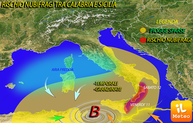 Calabria a rischio nubifragi, allerta rossa della Protezione civile