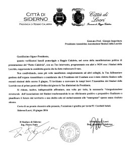 lettera Siderno Locri