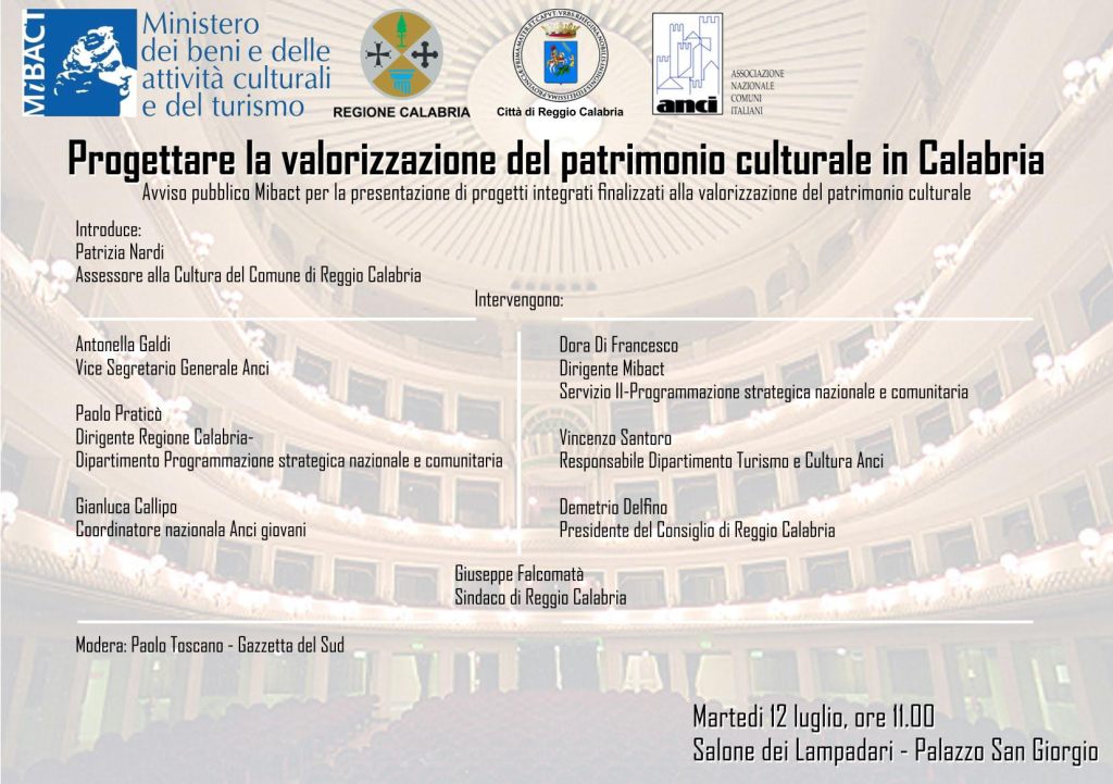 Reggio presenta il bando MiBACT per la valorizzazione del patrimonio&nbsp;culturale