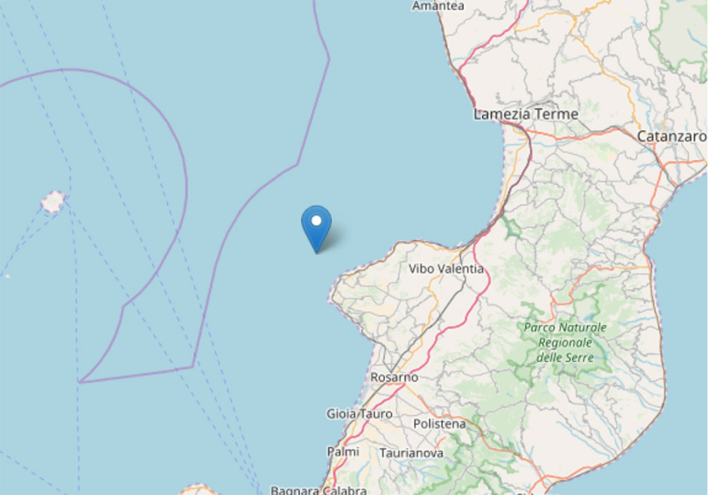 Scossa di magnitudo 4.4 al largo di&nbsp;Tropea